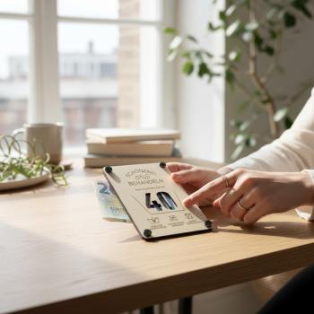 Preview: Geldgeschenk aus Holz - Geburtstagskarte 40 50 60 70 - Geldkarte aus Holz - Schonend Behandeln - Runder Geburtstag